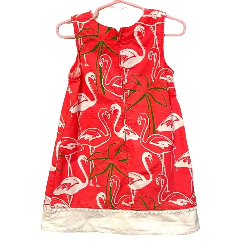 Gymboree Dress Girls Size 4 Palm Beach Paradise Coral Pink Flamingo Shift